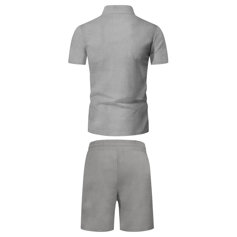 Quarter-Zip Polo Set - Light Grey