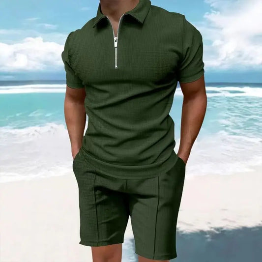 Quarter-Zip Polo Set - Dark Green