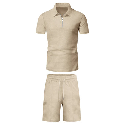 Quarter-Zip Polo Set - Khaki
