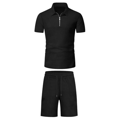 Quarter-Zip Polo Set - Black
