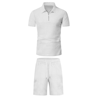 Quarter-Zip Polo Set - White
