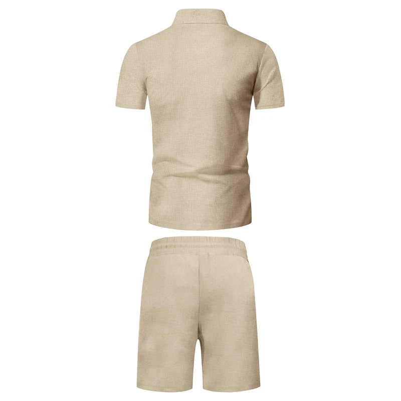 Quarter-Zip Polo Set - Khaki