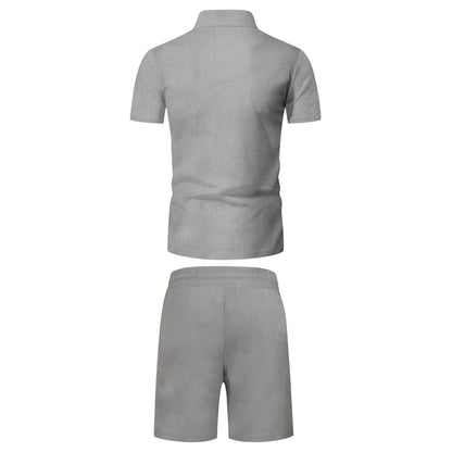 Quarter-Zip Polo Set - Light Grey