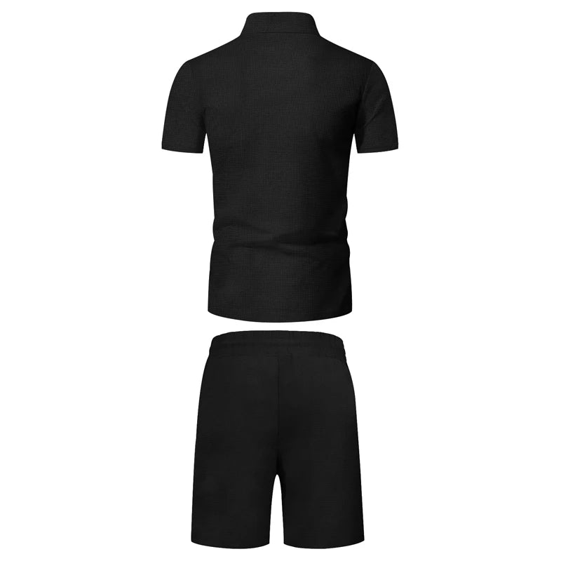 Quarter-Zip Polo Set - Black